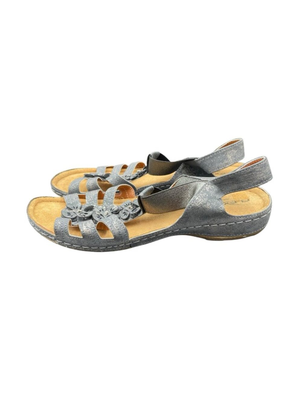 Flexus by Spring Step Sandals Women's 41 US 11 Blue Metallic Floral Comfort NWT - Picture 3 of 8